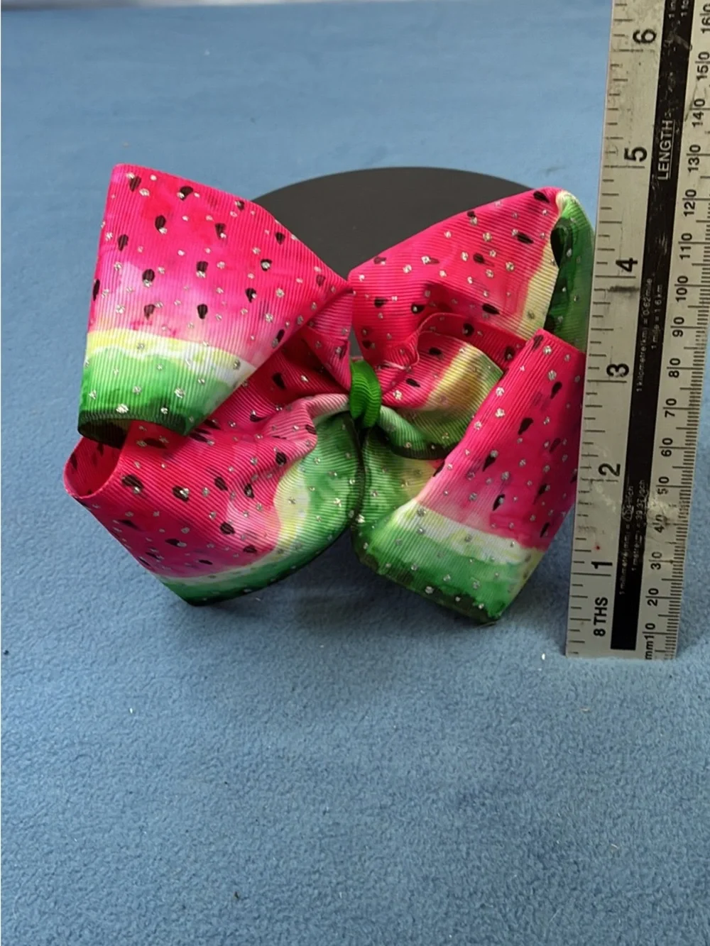 Kids Watermelon Print Hair Bow Headband - Red & Green